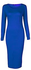 Girls Stretchy Elastane/Viscose Long Sleeves Scoop Neck Bodycon Dress/Midi Dress 
