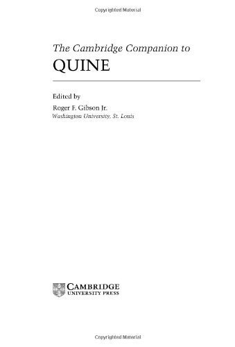 The Cambridge Companion to Quine (Cambridge Companions to Philosophy) by Jr., Roger F. Gibson published by Cambridge University Press Hardcover