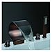 Oil-rubbed Bronze Waterfall Widespread Bathtub Faucet with Hand Shower (Curved Shape Design)