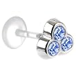 16 Gauge 5/16 L. Blue Cz Trio Bioplast Tragus Labret Monroe