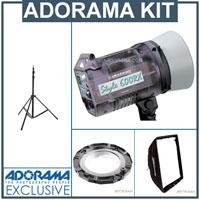 Elinchrom Digital Style 600 RX Fan Cooled Monolite - Bundle - with Flashpoint 8' Air Cushioned Black Three-Section Lightstand, Flashpoint Speed Ring Adapter to fit Elinchrom, Flashpoint 28