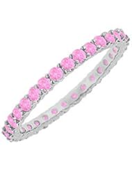 Pink Sapphire Eternity Bangle 14K White Gold - 10.00 CT TGW
