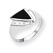 Diamond & Onyx Sterling Silver Ladies Ring (Sizes 6-8)