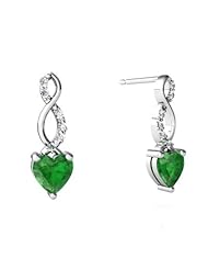 Genuine Emerald 14kt White Gold Earrings