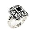 Square Marcasite Onyx Ring