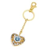 Piearth ピィアース クリスタルキーホルダー ハート フラワー ブルー K014-GAの画像