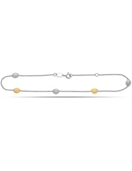 14K Rose Gold And Sterling Silver Fancy Butterflies Anklet (10 Inches)