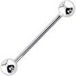 Solid 14KT White Gold Barbell Tongue Ring - 14 Gauge 3/4" 5mm