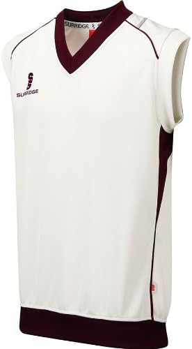 Surridge Mens Fleece Lined Sleeveless Sweater / Sports / Cricket (L) (White/ Green trim)