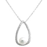 CZ & Sim Pearl Sterling Silver Necklace