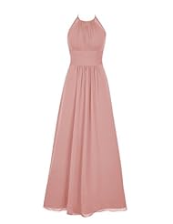 Halter Floor Length Chiffon Pleated Evening Dress/Homecoming Dress/Bridesmaid Dress/Pageant Dress/Prom Dress/Party Dress/Maxi Dress 