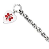 Sterling Silver Engraveable Enameled Heart Medical ID Bracelet