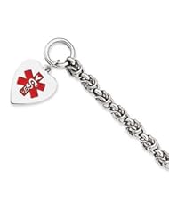 Sterling Silver Engraveable Enameled Heart Medical ID Bracelet
