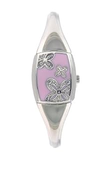 Q&Q Ladies High Quality Water Resistant Floral Case Ladies Bangle Watch #6279-202Y