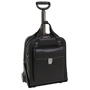 Siamod 45315 Pastenello Napa Cashmere Leather Vertical Wheeled Detachable Laptop Case (Black)