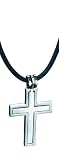 Fred Bennett Mens P3002 Stainless Steel Cross Pendant on Silicon Necklace Length 45cm