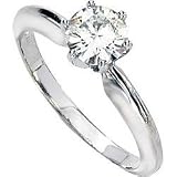 14K White Gold Created Moissanite Solitaire Engagement Ring Size 6