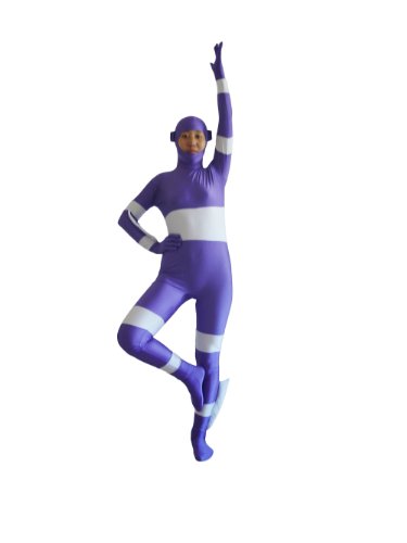  TOMSUIT Lycra Zentai Suit Costume Poisson (S, Violet et Blanc)