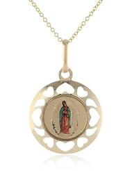 14k Yellow Gold Our Lady of Guadalupe Picture Medal Necklace, 18"