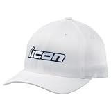 ICON MEN'S MOTORCYCLE SLANT HAT - WHITE L/XL - FLEX FIT-NEW