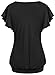 Ninedaily Blouse Women Ruffles Short Sleeve Scoop Neck Banded Tunic Tops