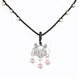 Hammered Heart Pendant in Sterling Silver on a 16" Black Braided Cord Accented with Pink Pearls, #8062