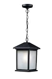 Z-Lite 507CHB-BK Holbrook Outdoor Wall Light, Aluminum Frame, Black Finish and White Seedy Shade of 