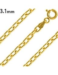 14K Gold Plated Silver Cable Chain 3.1mm (16", 18", 20", 22", 24", 30" inch lengths)