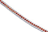 Bold and Beautiful 12.00 carats total weight Round Cut Garnet Gemstone Tennis Bracelet in Sterling Silver