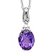 10K White Gold Amethyst and Diamond Oval Solitaire title=