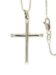 Beautiful! High Polish Cross with Italian Mirrored Box Chain Pendant/necklace
