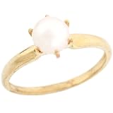 10k Solid Yellow Gold Freshwater Pearl Solitaire Promise Ring Jewelry