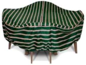 Two Dogs Designs 84-Inch Round Table and Chairs Cover, Green Stripes