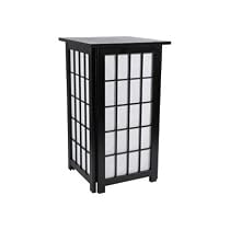 Hot Sale Oriental Furniture Beautiful Home Decor Decorating Ideas, 27-Inch Tall Hokkaido End Table Lantern Floor Lamp, BLACK