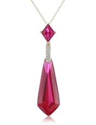 S&G Sterling Silver, Yellow Gold, Created Gemstone, and Diamond Accent Pendant Necklace, 18"