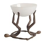 2 Bronze People Lifting Glass Bowl