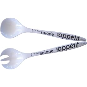 Fox trot - 3445BLAN - Set de Couverts � Salade - M�lamine - Typo Blanc