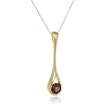 18k Yellow Gold Plated Sterling Silver Genuine Garnet Linear Drop Pendant Necklace, 18"