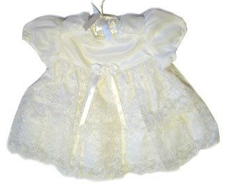 Chiffon Lace Girl's Christening Dress Set - Size 0-3M - (Child)