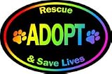 Rescue, Adopt and Save Lives Oval Magnet