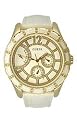GUESS Women's White Leather Strap Watch