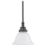 Sea Gull Lighting 61050-71 Canterbury One-Light Mini Pendant, Antique Bronze Finish with Satin Etched Glass