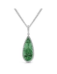 6.34Ct Pear Cut Emerald & Diamond Pendant 14K Gold