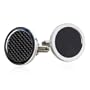 Innovative Dark Carbon Fiber Round Stainless Steel Cufflinks