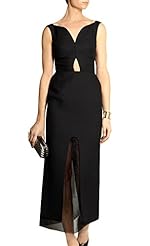 V-neck Tea Length Sleeveless Evening Dress 