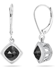2.00 Cts Black Diamond Earrings in 14K White Gold