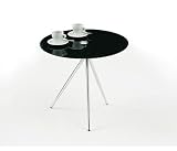 BLACK GLASS ROUND TABLE COFFEE SIDE BAR DINING BOOK TEA