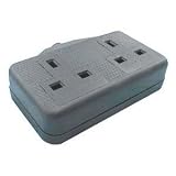 Micromark 2 Gang Rubber Extension Socket Black 13 Amp