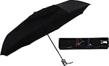 Black Severe Weather 3-Section Folding Umbrella with Auto Open/Close