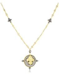 Freida Rothman Belargo Jewelry "Metropolitan" Two Tone Radiance Fleur De Lis Pendant Necklace Long Necklace